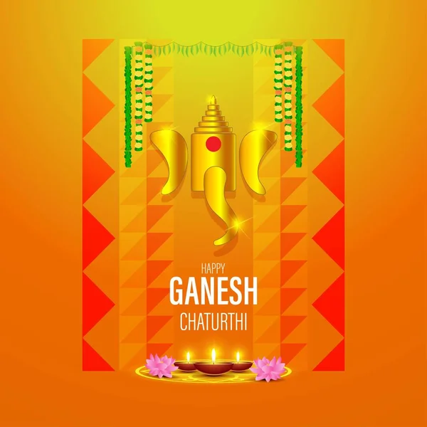 Ilustração Vector Para Senhor Indiano Ganesha Festival Happy Ganesha Chaturthi —  Vetores de Stock