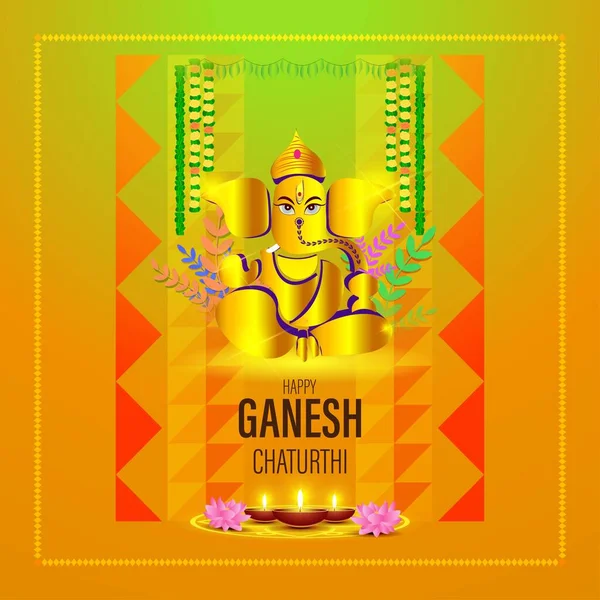 Ilustração Vector Para Senhor Indiano Ganesha Festival Happy Ganesha Chaturthi —  Vetores de Stock