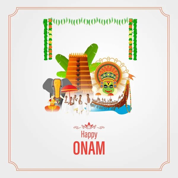 Illustration Vectorielle Une Bannière Offre Salutation Pour Festival Indien Onam — Image vectorielle