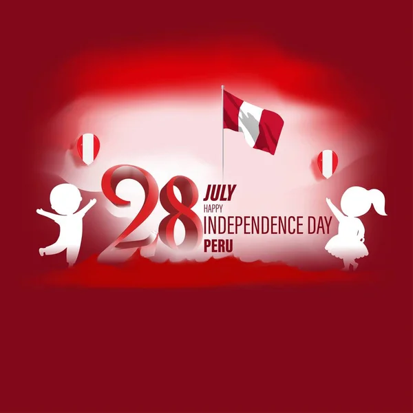 Ilustración Vectorial Para Día Independencia Perú — Vector de stock