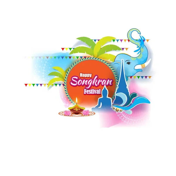 Illustration Vectorielle Pour Happy Songkran Thaïlande Festival Avec Texte Songkran — Image vectorielle