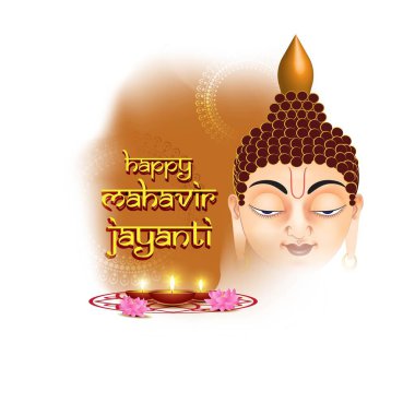Mahavir Jayanti konsept afişinin vektör illüstrasyonu, Mahavir 'in doğuşu. Jainizm Dini Festivali.
