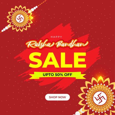 Hint festivali için vektör illüstrasyonu Raksha Bandhan indirimli bayrak