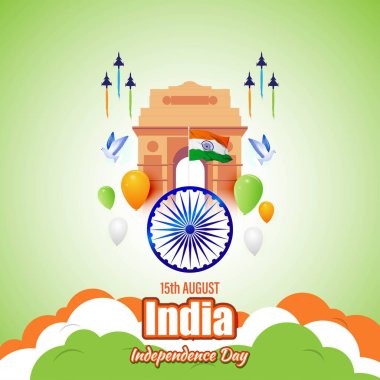 Hindistan 'ın bağımsızlığı için vektör illüstrasyonu 15 Ağustos