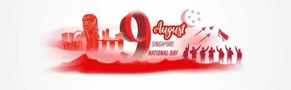 Vector Illustration Singapore National Day 9Th August — Vetor de Stock