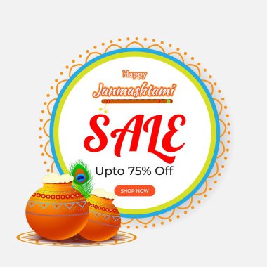 Hint festivali Janmashtami satış afişi için vektör illüstrasyonu