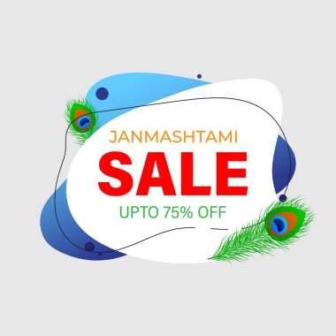 Hint festivali Janmashtami satış afişi için vektör illüstrasyonu