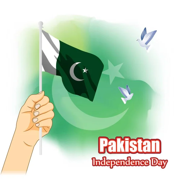 Wektor Ilustracja Szczęśliwy Dzień Niepodległości Pakistanu Sierpnia — Wektor stockowy