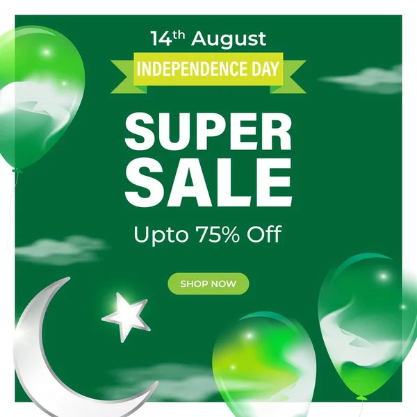 Vector Illustration Pakistan Independence Day Sale Banner — Διανυσματικό Αρχείο