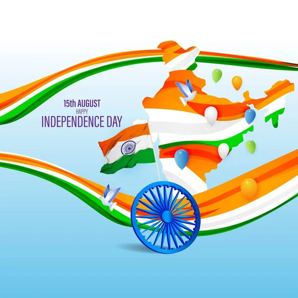 Vector Illustration Indian Independence Day 15Th August — Vector de stock