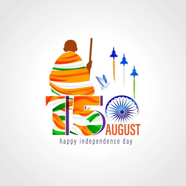 Ilustración Vectorial Para Feliz Día Independencia India Agosto — Vector de stock