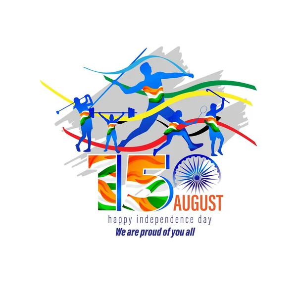 Ilustración Vectorial Para Feliz Día Independencia India Agosto — Vector de stock