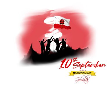 Cebelitarık-10 Eylül Mutlu Bağımsızlık Günü için vektör çizimi
