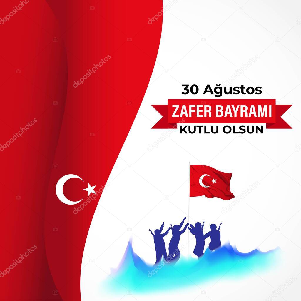 VECTOR ILLUSTRATION FOR TURKEY VICTORY DAY -30 AUGUST, WRITTEN TEXT MEANS 30 AUGUST CELEBRATION OF VICTORY DAY, TURKEY NATIONAL DAY