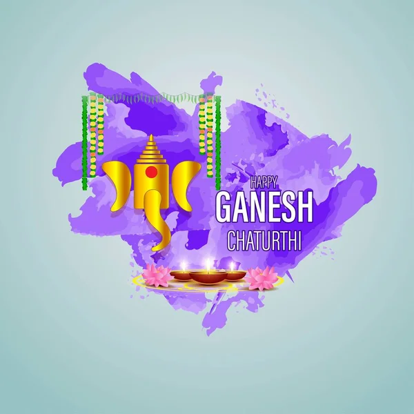 Ilustração Vector Para Senhor Indiano Ganesha Festival Happy Ganesha Chaturthi —  Vetores de Stock