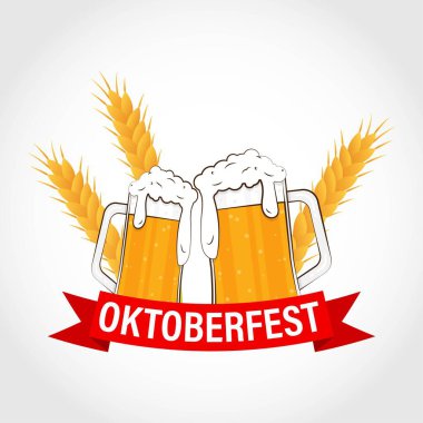 Bira bardaklı Ekim Festivali için vektör illüstrasyonu