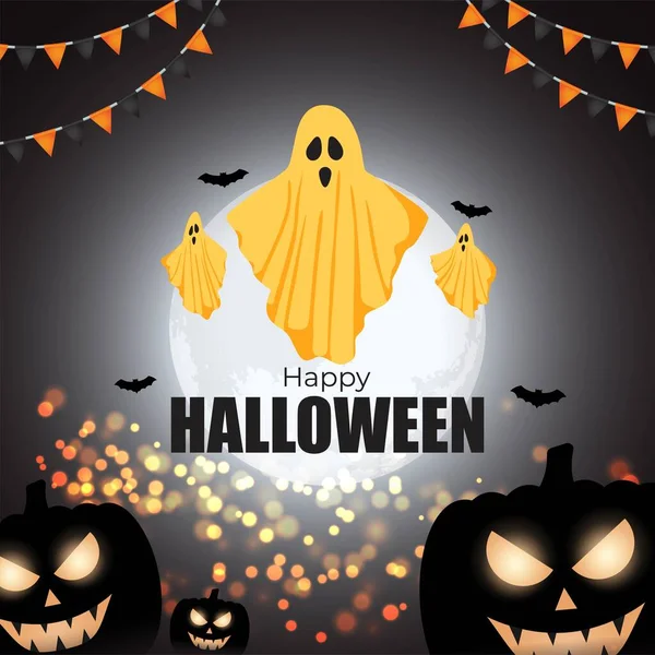 Ilustração Vetorial Festival Halloween Banner Saudação Panfleto — Vetor de Stock