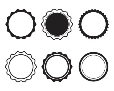 Altı boş dairesel etiket pulu.