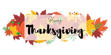 Sonbahar yapraklarıyla teşekkür etmek için vektör illüstrasyonu.