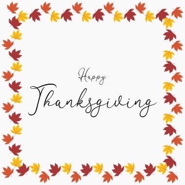 Sonbahar yapraklarıyla teşekkür etmek için vektör illüstrasyonu.
