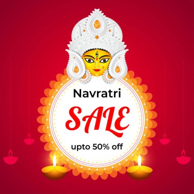 Durga puja satış afişi, el ilanı, poster ilanı