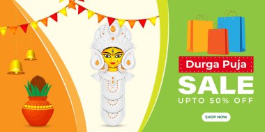 Durga puja satış afişi, el ilanı, poster ilanı