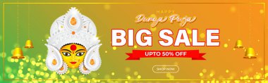 Durga puja satış afişi, el ilanı, poster ilanı