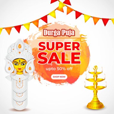 Durga puja satış afişi, el ilanı, poster ilanı