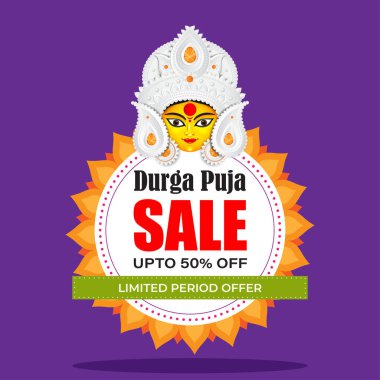 Durga puja satış afişi, el ilanı, poster ilanı