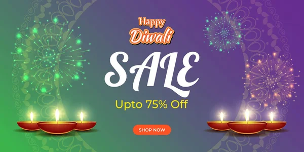 Diwali Εορταστική Περίοδος Sale Banner Περιορισμένη Προσφορά Dipawali Ινδική Γιορτή — Διανυσματικό Αρχείο