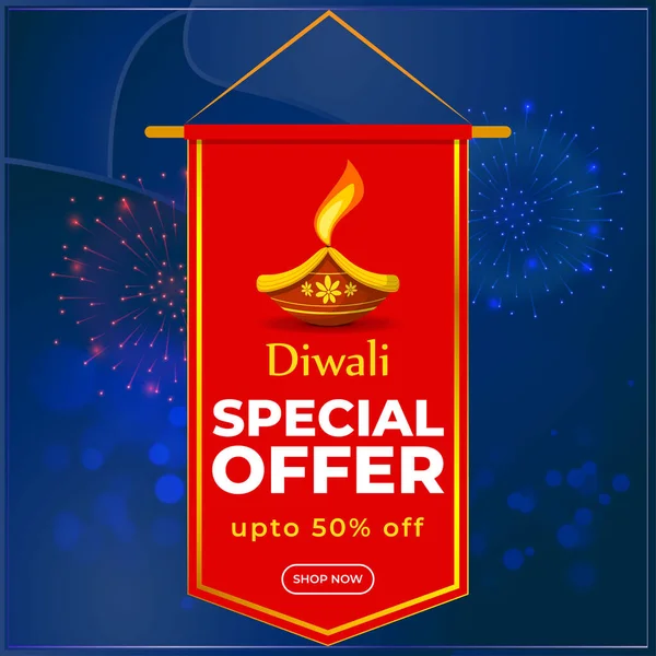 Diwali Εορταστική Περίοδος Sale Banner Περιορισμένη Προσφορά Dipawali Ινδική Γιορτή — Διανυσματικό Αρχείο