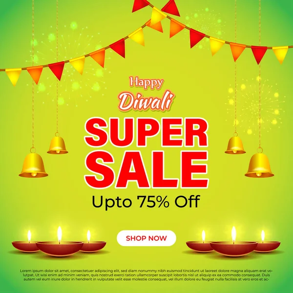 Bannière Vente Saison Festive Diwali Offre Limitée Dipawali Festival Indien — Image vectorielle