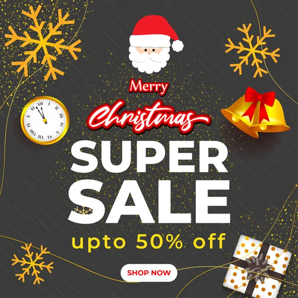 Vector Illustration Merry Christmas Sale Banner Shop Now Christmas Sale — Stock Vector