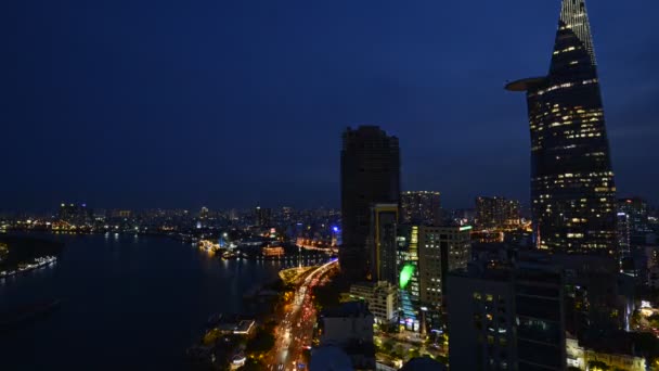 Timelapse Vidéo Chi Minh Ville Skyline Panoramique Aérien — Video