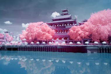 Bu bir dizi kızılötesi manzara fotoğrafı. Yazar 20 Mayıs 2021 sabahı Ho Chi Minh City 'de çekilmiş. İçerik: Phap Hoa pagoda 'nın güzelliğini kızılötesi dalgalarla tanımla.