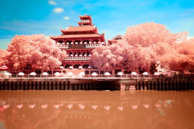 Bu bir dizi kızılötesi manzara fotoğrafı. Yazar 20 Mayıs 2021 sabahı Ho Chi Minh City 'de çekilmiş. İçerik: Phap Hoa pagoda 'nın güzelliğini kızılötesi dalgalarla tanımla.