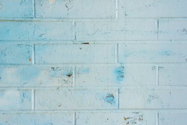 Mavi ya da Cyan kırsal dokusu. Retro Whitewash Eski Tuğla Duvar Yüzeyi. Klasik Yapı. Grunge Shabby Boyanmış Alçı. Mavi Cephe Arkaplanı. Tasarım elementi. Eski tuğla duvar.