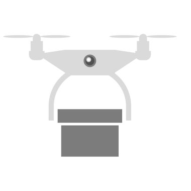 Drone Quadrocopter kutlama için kutuyu teslim ediyor. vektör illüstrasyonu.