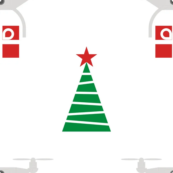 Motif Sans Fin Quadrocopters Portant Des Cadeaux Près Arbre Noël — Image vectorielle
