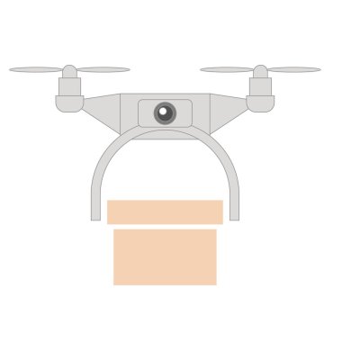 Drone Quadrocopter kutu taşıyıcısı. vektör illüstrasyon çizgi film biçimi 