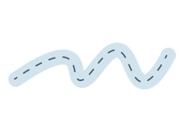 Yol kıvrılıyor. El çizimi basit bir çizgi film tarzı. vektör illüstrasyonu