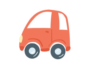 Kırmızı renkli yolcu vagonu. İzole. el çizimi çizgi film biçimi, vektör illüstrasyonu