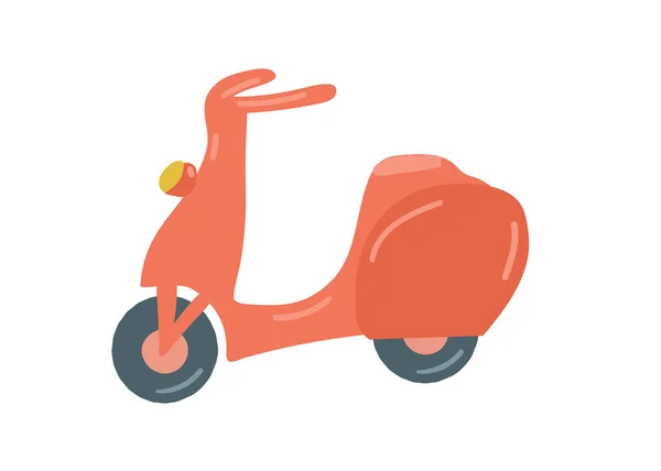 Kırmızı Motosiklet Mobilet Izole Edilmiş Retro Moped Çizimi Çizgi Film — Stok Vektör
