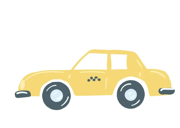 Taxi Amarillo Coche Coche Sedán Aislado Taxi Pasajeros Con Baúl — Vector de stock