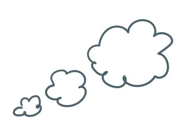 Konuşma baloncukları farklı boyutlarda. Sis otomobili el yapımı gri renk. Tek renkli vektör elementleri