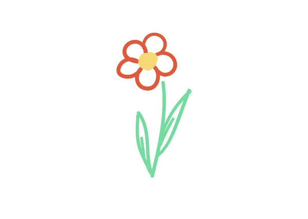 Ενιαίο Floral Στοιχείο Σχέδιο Λουλουδιών Απλή Διανυσματική Εικονογράφηση Doodle — Διανυσματικό Αρχείο