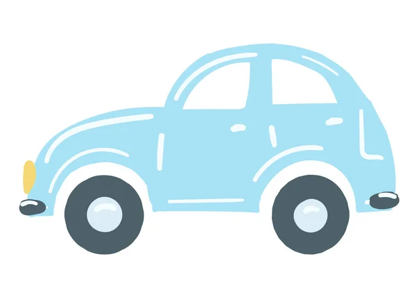 Světle Modré Auto Izolované Auto Ručně Kreslený Kreslený Kreslený Styl — Stockový vektor