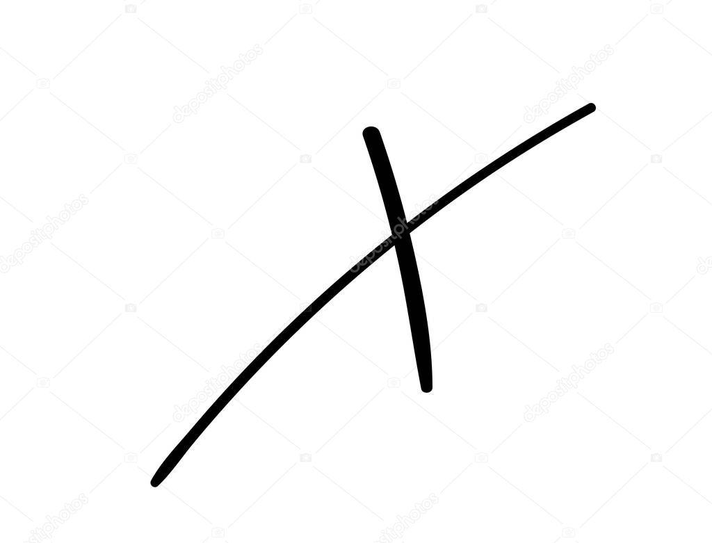 X Cross Brush Paint Stroke. handdrawn doodle vector element isolated