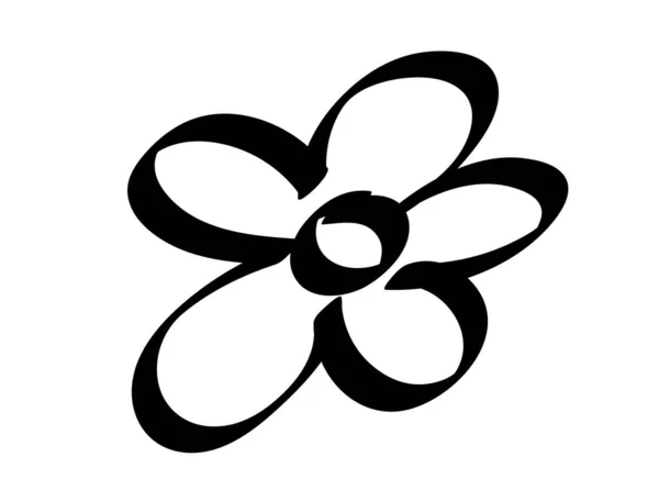 Blomma Hand Dras Scribble Floral Växtelement Doddles Stil Lateen Design — Stock vektor