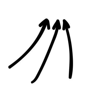 Karalama okları, işaretler. Üç el çizilmiş vektör fırçaları. Infographic için tasarım elemanları. vektör ögeleri